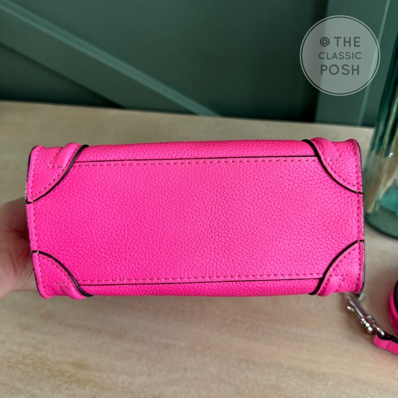 ❌SOLD❌ EUC Rare Celine Nano Luggage Fluo Pink Gold Crossbody Bag Tote - Picture 2 of 13